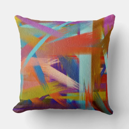 Orange Green Blue Purple Abstract Throw Pillow