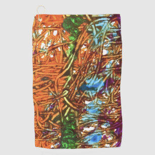 Orange, Green, Blue, Purple Marble Artwork Golf Towel