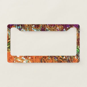 Orange, Green, Blue, Purple Marble Artwork License Plate Frame