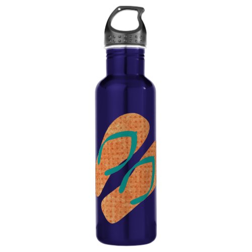 Orange Green Blue Summer Beach Theme Flip Flops Stainless Steel Water Bottle