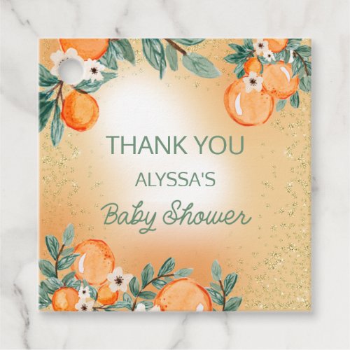 Orange Green Boy Girl Thank You Baby Shower  Favor Tags