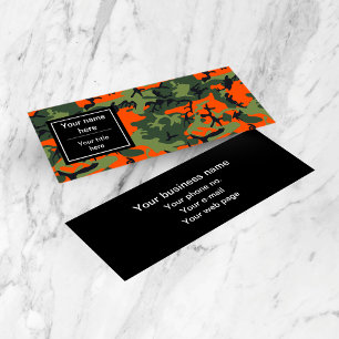 Orange Green Camouflage, Military, Army Mini Business Card