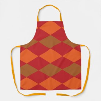 Orange Green Checkered Diamond Pattern 