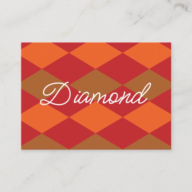 Orange Green Checkered Diamond Pattern  Business Card (Front)