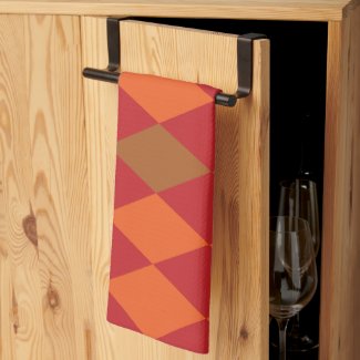 Orange Green Checkered Diamond Pattern 