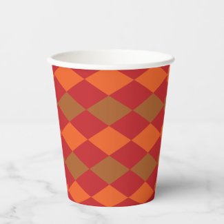 Orange Green Checkered Diamond Pattern Party