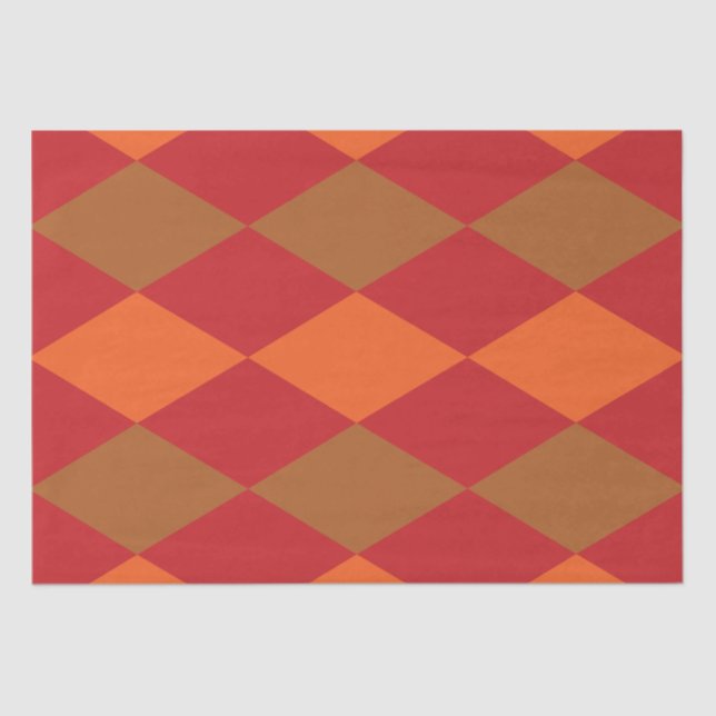 Orange Green Checkered Diamond  Tissue Paper (Front)