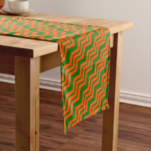 Orange Green Chevron Zigzag Design Short Table Runner