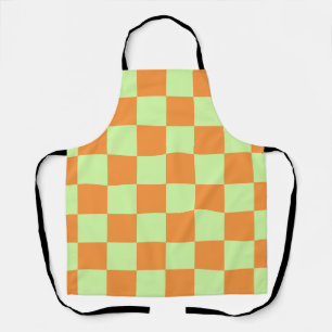 Orange Green Citrus Checkered Gingham Pattern Apron