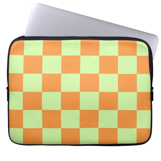 Orange Green Citrus Checkered Gingham Pattern Laptop Sleeve (Front)