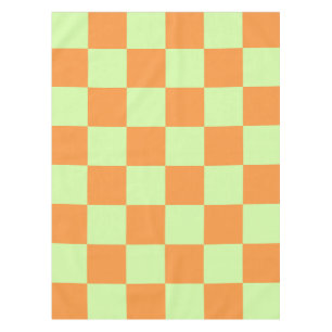 Orange Green Citrus Checkered Gingham Pattern Tablecloth