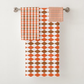 Orange Green Diamond Geometric Pattern 