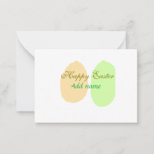 Orange green egg happy easter add name message sim note card