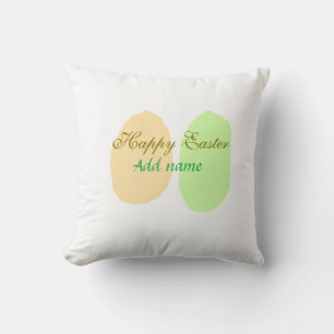 Orange green egg happy easter add name message sim throw pillow