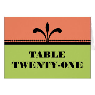 Orange/Green Fancy Art Deco Table Number Card