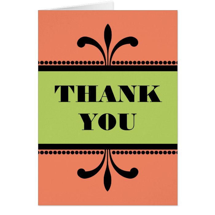 Orange/Green Fancy Art Deco Thank You Card