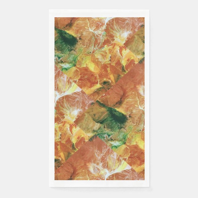 Orange & Green Floral Paper Guest Towels (Front)