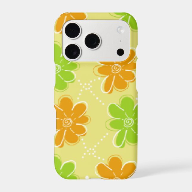 Orange & Green Floral Pattern Iphone Case (Back)