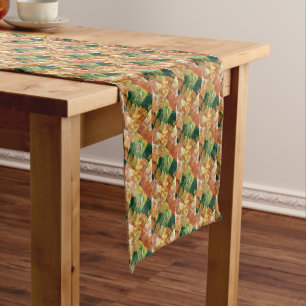 Orange & Green Floral Short Table Runner