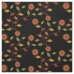 Orange Green Flower Leaf Pattern Fabric