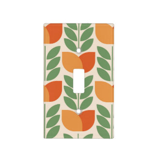 Orange, green,flower pattern,retro,chic, Scandinav Light Switch Cover