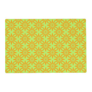 Orange Green Flower Seamless Pattern Laminated Placemat