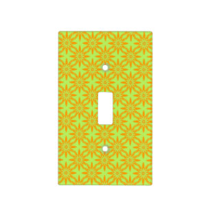 Orange Green Flower Seamless Pattern Light Switch Cover