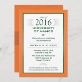 Orange & Green Formal Graduation Party Invitation (Front/Back)