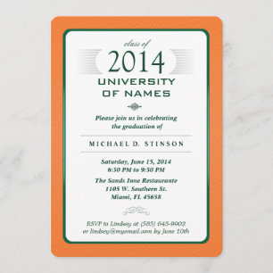 Orange & Green Formal Graduation Party Invitation