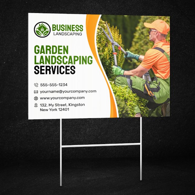 Orange & green Garden Landscaping Lawncare Mowing Sign (Creator Uploaded)