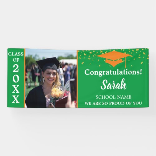 Orange  Green Graduation Photo Class Of 2023 Banner