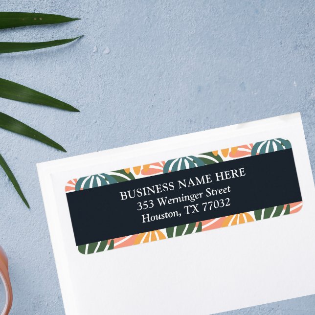 Orange Green Groovy Leaves Retro Botanical Label (Creator Uploaded)