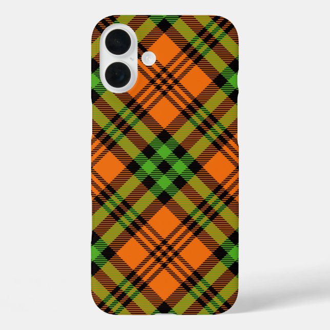 ORANGE & GREEN HALLOWEEN PLAID PATTERN Case-Mate iPhone CASE (Back)