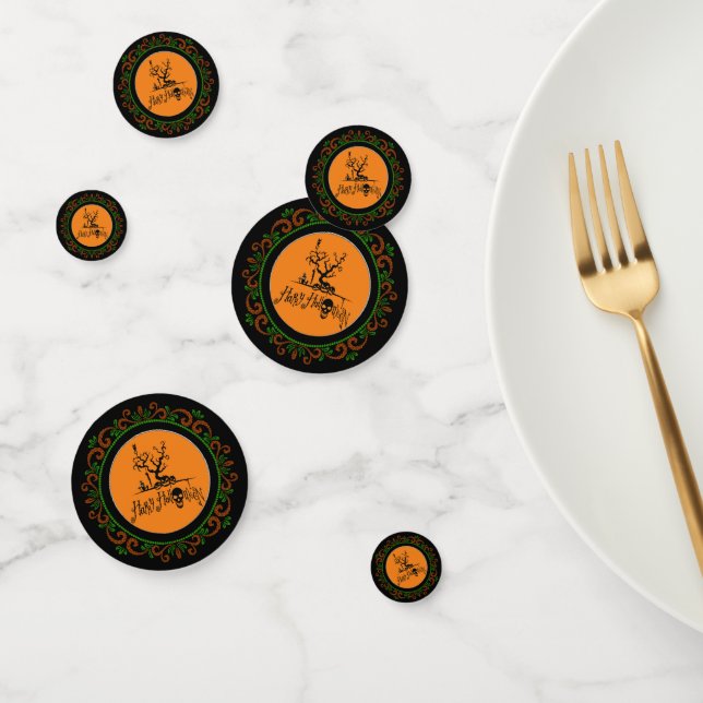 Orange Green Happy Halloween Grave Yard Confetti (Group)