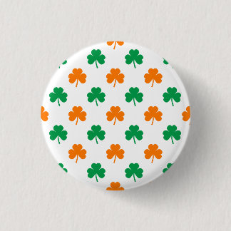 Orange Green Heart-Shaped Shamrocks On White Pinback Button