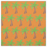 Orange Green Island Palm Tree Tropical Getaway Fabric