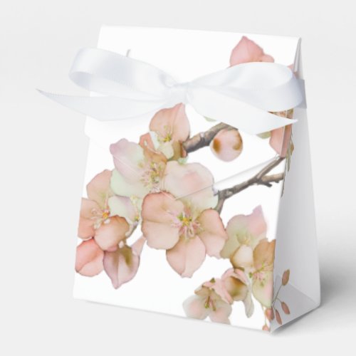 Orange green ivory floral spring tree blossoms  favor boxes