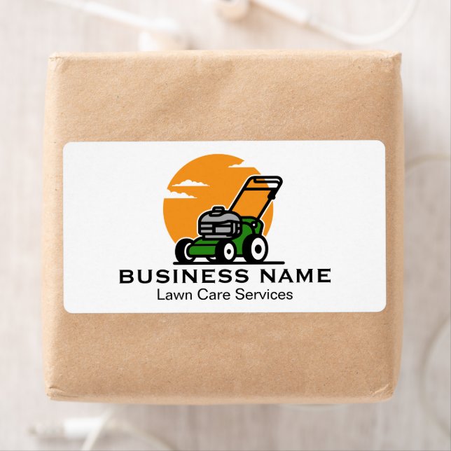 Orange Green Lawn Mowing Service Label (Insitu)