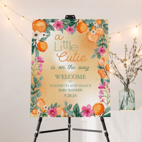 Orange Green Leaf Citrus Pink Flowers Baby Shower Foam Board