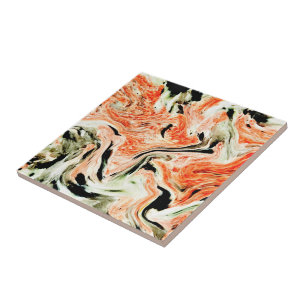Orange Green Marble Stone - Abstract Texture Ceramic Tile