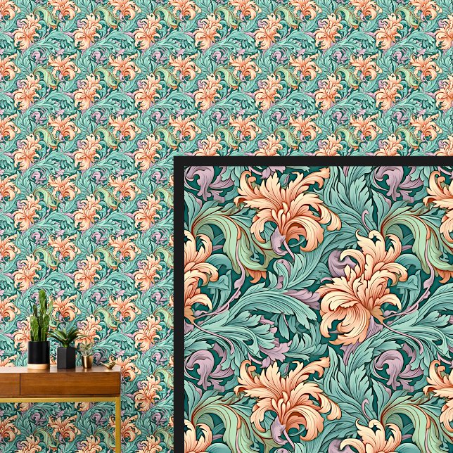Orange Green Mauve Art Nouveau  Wallpaper (Creator Uploaded)