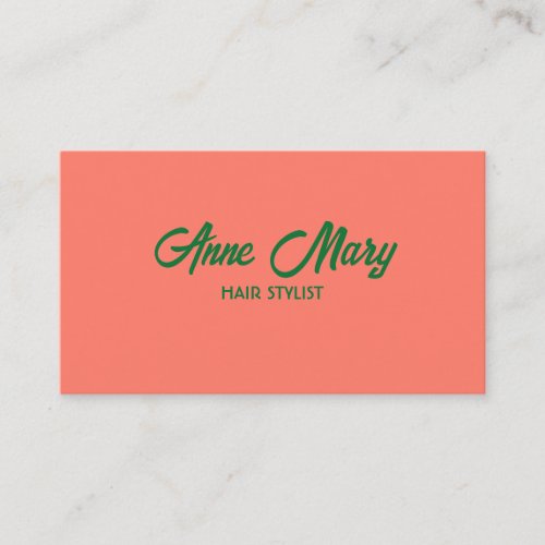 Orange Green Modern Bold Script Hair Stylist Salon Business Card