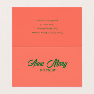 Orange Green Modern Bold Script Salon Hair Stylist Business Card