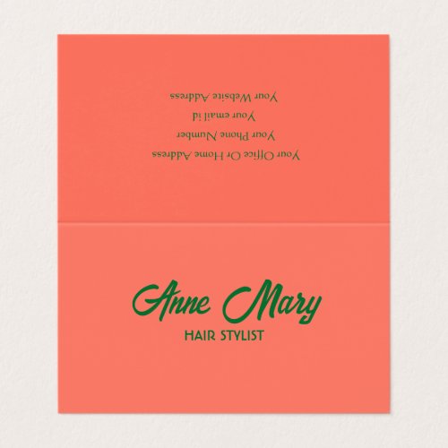 Orange Green Modern Bold Script Salon Hair Stylist Business Card