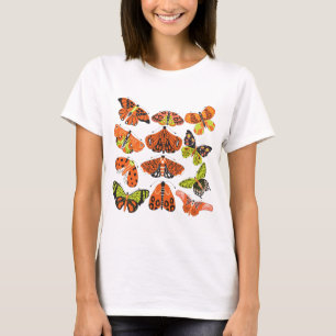 Orange Green Moth and Butterfly T-Shirt