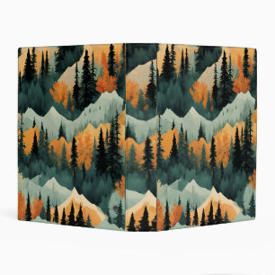 Orange Green Mountains Trees Pattern  Mini Binder