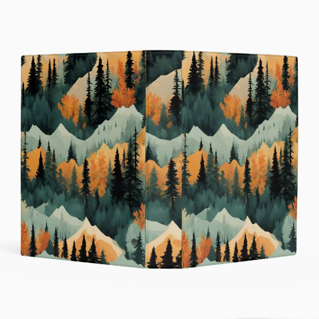 Orange Green Mountains Trees Pattern  Mini Binder (Background)