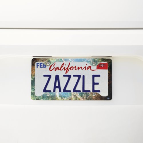 Orange  Green Nebula License Plate Frame