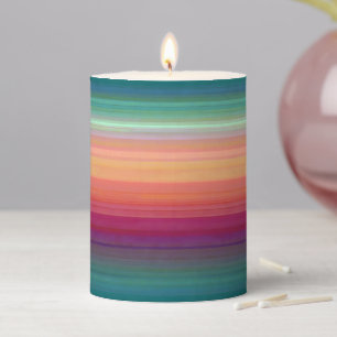 Orange Green Ombre Pillar Candle