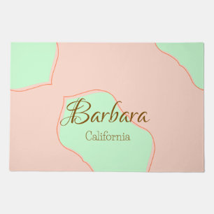 Orange green pastel boho add name place rustic ele doormat